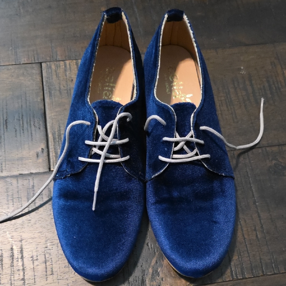 Men's Navy Velvet Derby Shoes